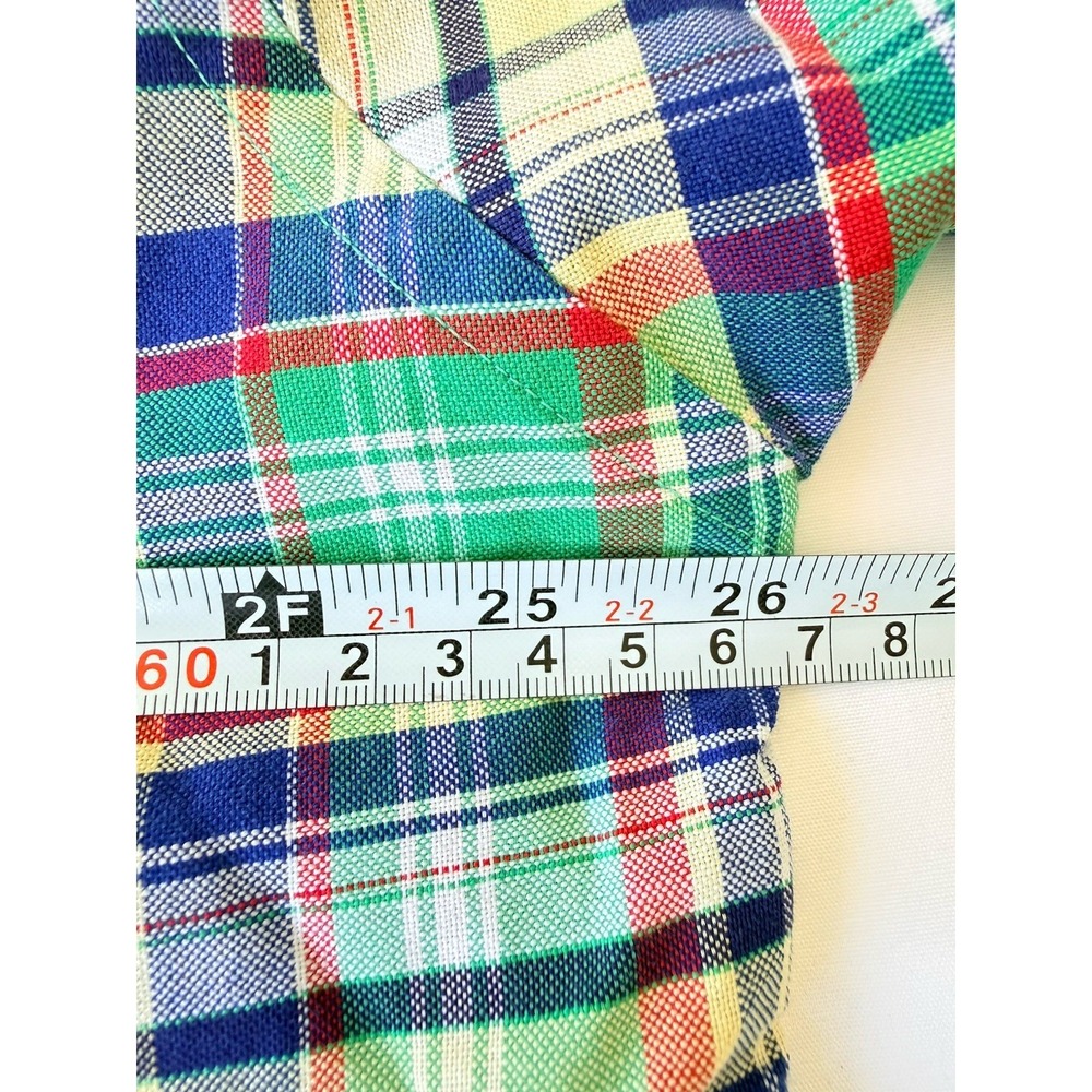 Vintage Tommy Hilfiger Colorful Plaid Crest Shirt Men XL Button Up Short Sleeve - Picture 8 of 9